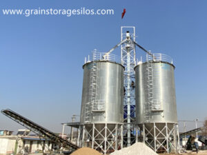 The 2*200T hopper bottom silos of Taian Grain Trade Company is used for storage corn