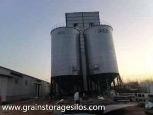 2 sets 500T Hopper Bottom Assembly Hot-dip Galvanized Grain Steel Silos have been completed
