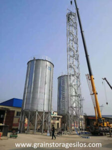 2 sets 300T galvanized steel silos are working smoothly for several months