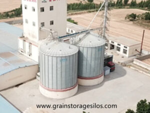 The feed mill uses a bucket elevator to transport the feed to the flat bottom silos