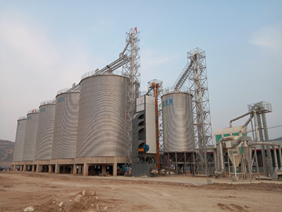 5 sets 2000T Flat Bottom Galvanized Steel Silos for Coarse Cereals Storage are u