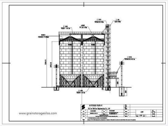 2-1000T and 4-100T assembly galvanized steel hopper bottom corn storage silos