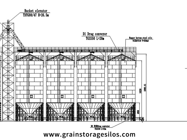 4×1000 Ton Steel Silo Design Drawings