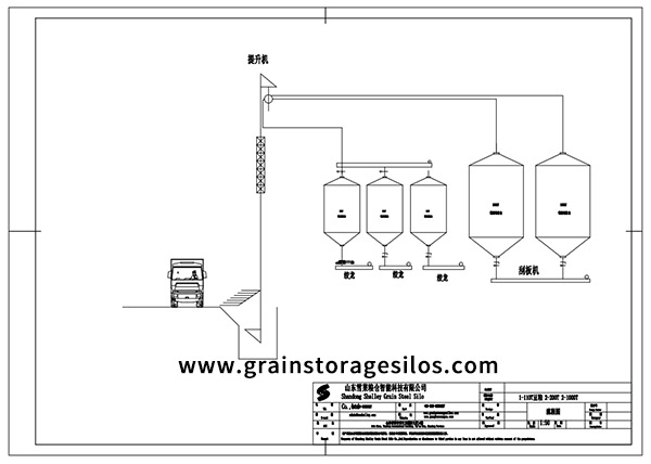 Side Drawing Of 1000 Ton Steel Plate Silo