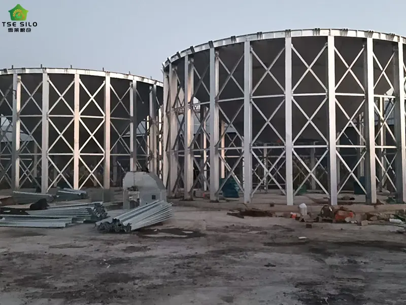 The Base of the Cone-Shaped Steel Silo Is Under Construction