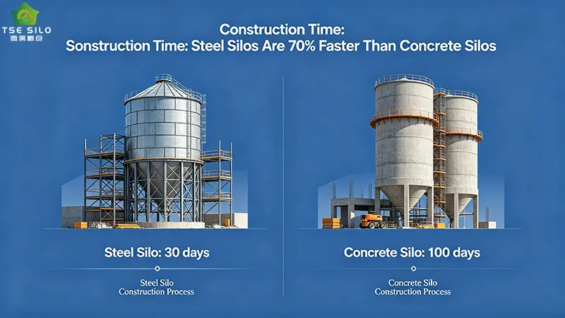 Construction Time: Steel Silos Are 70% Faster Than Concrete Silos