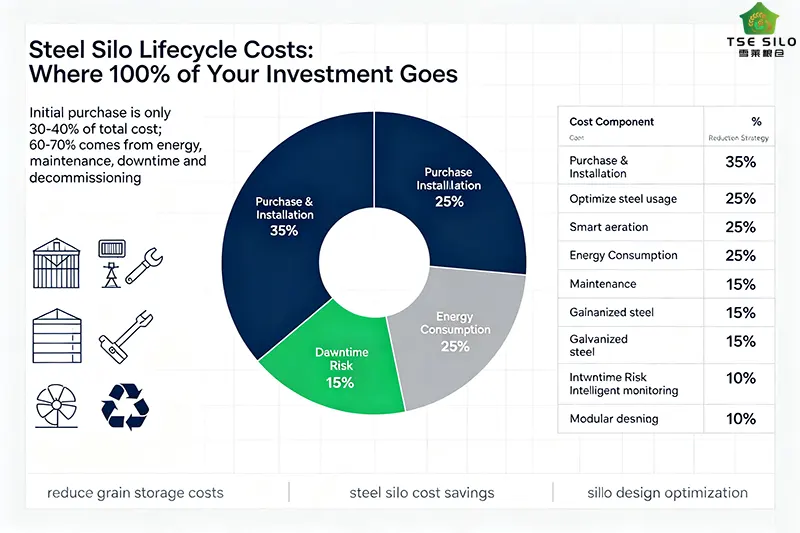steel silo lifecycle cost breakdown pie chart 5 components steel silo lifecycle cost breakdown pie chart 5 components