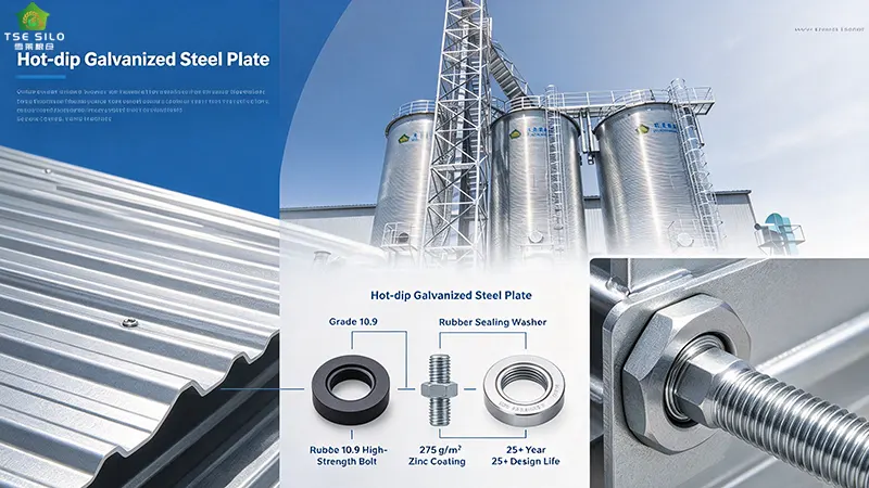 Hot-dip galvanized steel plate, high-strength bolts and sealing washers for steel grain silo Hot-dip galvanized steel plate, high-strength bolts and sealing washers for steel grain silo